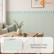 SUPSTICKER 1片清新細條紋半牆貼，防水可移除PVC自黏式牆飾，適用於嬰兒房與玄關，3款可選，17.72*35.43英吋 - 彩色 - 查看 11
