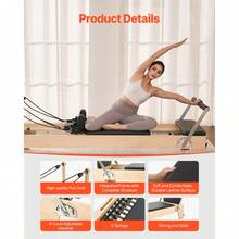 Pilates Reformer Machine, Wooden Pilates Workout Equipment For Home Gym Studio Use, Pilates Bed With Dual Resistance- Spring & Cord, Reformer Set With Sitting Box, Up To 400 LBS - 400 Lbs - View 5