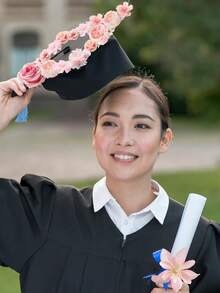 48件混色仿真花，包含仿真玫瑰、牡丹、雛菊等，適用於婚禮/家居裝飾、花環/帽子、花卉裝飾及桌面中心裝飾 - 淺粉紅色系 - 查看 3
