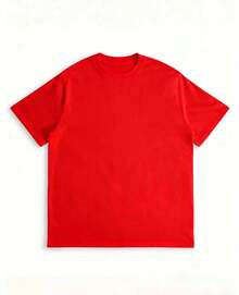 Niche Design. Women's T-Shirt Inspired By Los Angeles, California, Loose Fit, Crew Neck, Casual, With Graphic Letter Print, 100% Cotton - 紅色 - 查看 4