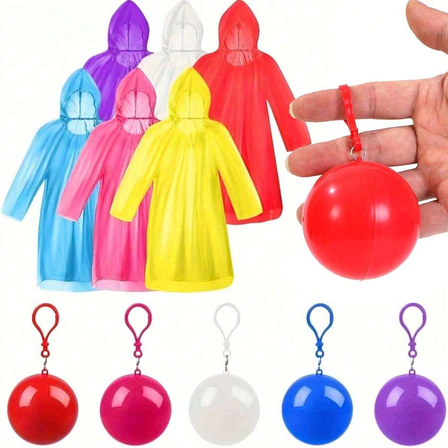 Adult Emergency Raincoat Keychain Compressed Ball Portable Waterproof Disposable Rain Poncho Lightweight Unisex Raincoat Outdoor Sports Cycling Hiking Camping Climbing Travel Amusement Park Rainy Day Essential Thickened Transparent Long Cape