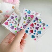 3/5/10pcs Storage Box Set + 50pcs Rabbit/Cat/Candy Mini Non-Adhesive Stickers, Acrylic Gem Decorative Diamond Stickers, DIY Multi-Color Mini Gem, Princess Reward, Creative Crafts - Multicolor - View 5
