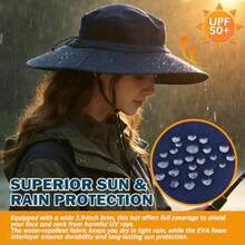EINSKEY Sombreros de Sol para Hombres/Mujeres, Sombreros Impermeables y Anchos, Sombreros Plegables al Aire Libre en la Playa del Parque de Vida Silvestre del jardín de Senderismo de Pesca - 01 Marfil - Ver 4
