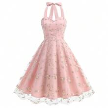 Vestido Gala Tirantes Tul con Bordado Nuevo - Rosa - Ver 4