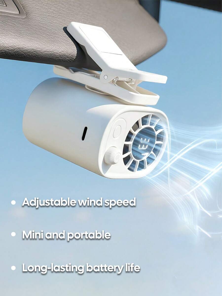 360° Adjustable Car Cooling Fan With 100 Speed Levels, USB Rechargeable Clip-On Mini Fan With Lithium Battery, Portable Car Air Vent/Desktop Fan For Driving Travel Camping Office, Car Accessories Gift For Men Women, Summer Essential, 1400mAh