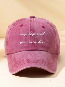 1pc Men's & Women's Spring/Summer/All-Season Sun Protection Black & Multi-Color "My Dog Said" Print Outdoor Casual Fashion Adjustable Size Washed Baseball Cap Dad Hat, Versatile Minimalist Style For Daily Wear, Fishing, Gift - A - View 18