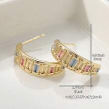 1pc Multicolor Vintage C-Shaped Hoop Earrings, Elegant Party Holiday Accessory, Suitable For Daily Wear, Date, Banquet, Vacation, Birthday, Festival Gift - Gold - View 2