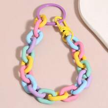 Color Block Chain Charm Keychain Car Accessories Bag Charm School Cute Goth Y2k Gifts For Mother, Father, Graduation, And Teacher - Purple - View 3