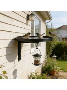 An Outdoor Garden Iron Bird Feeder And Metal Bird Bath In One, Serving Both As A Decorative Flower Rack And A Courtyard/Yard Bird Feeding Station. A Metal Hanging Bird Feeder With A Plant Support, Perfect For Bird Lovers And Home Gardeners. - A - View 8