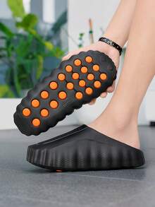 1 Pair Men's Sandals Unisex EVA Massage Slippers 2026 Outdoor New Casual Sports Slippers Couple Fashion Beach Shoes Couple Shoes Men Slippers Women Slippers Suitable For Daily Outings Walking Beach Seaside Play 36-47 Bathroom Slippers Suitable For Spring Summer Autumn Winter - Black - View 5