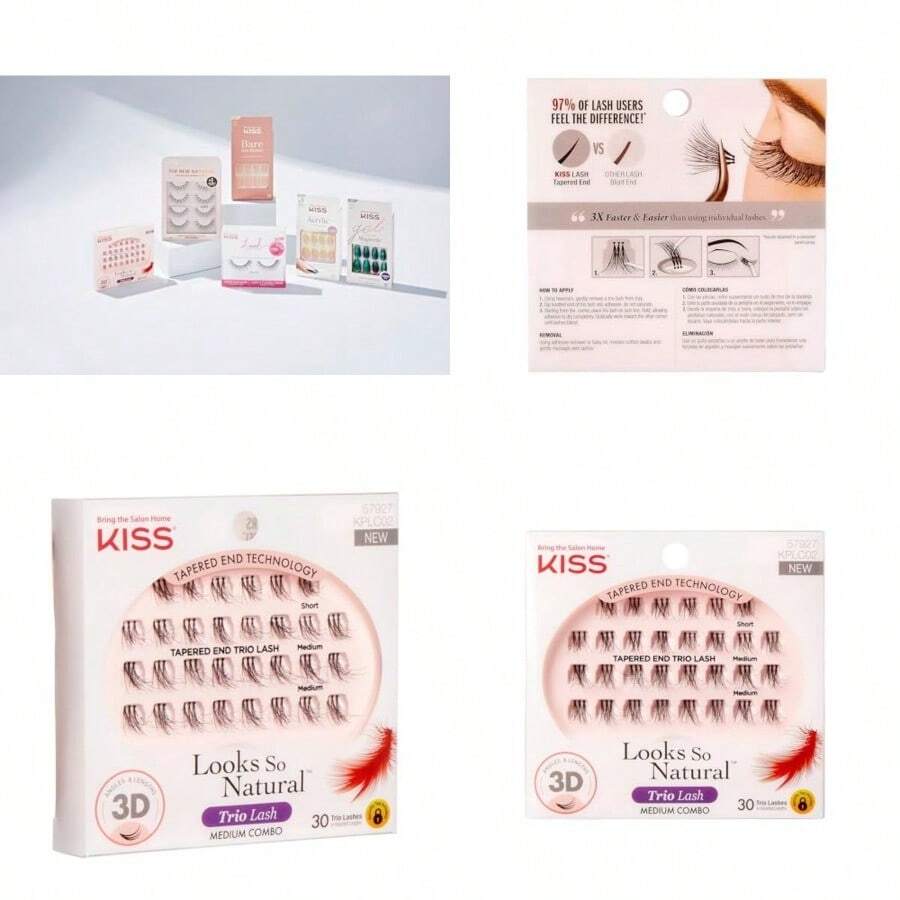 Kiss Ever-Ez Trio Lashes Medium Combo by Kiss - como en la foto - Ver 1