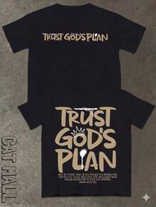 2026 New Men's Short Sleeve Graphic T-Shirt, Jesus Cross Design, Faith, Daily Wear, 100% Cotton, Unisex, Gift Idea For Him Or Her, Religious Clothing, Spiritual Clothing, Design Of - 香檳色 - 查看 3