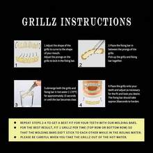 UBGICIG Grillz - Juego de parrillas dentales para tus dientes de diamante, dientes Grillz para hombres, vampiros falsos de Halloween - Corazón dorado - Ver 4