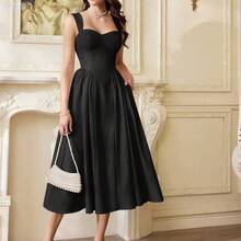 jianchaimaoyi02  Vestido elegante vintage para mujer con bolsillos, vestido de té casual amarillo para fiestas, festivales y vacaciones, vestido blanco de verano para mujer, vestido de fiesta con corsé, vestido formal para mujer, vestido de cumpleaños, vestido de invitada de boda, vestido de primavera para Pascua - Verde Oscuro - Ver 3