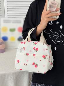 3pcs Nylon Bow Print Backpack Set, Foldable Multi-Pocket Large Capacity Zipper Backpack, Suitable For Teenagers And High School Students - Beige - View 9