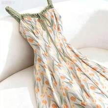 xuehuamaoyi02 Qadelle Vestido con estampado de tulipanes, vestido de verano sin mangas con diseño floral artístico para vacaciones - Multicolor - Ver 2