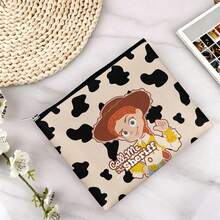 Disney Cute Toy Story Jessie Zipper Pouch, Fun Cow Pattern Print On Elastic Canvas, Adorable Bag For Cosmetics & Travel Essentials - 10 X 8.1 Inches - View 3