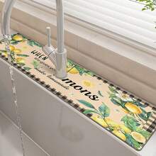 1pc Kitchen Lemon Sink Faucet Water Absorption Pad, Drainage Pad, Kitchen, Bathroom Sink, Countertop, Drainage Pad, Diatomite Washbasin, And Cuttable Quick-Drying Pad. - Multicolor - View 4