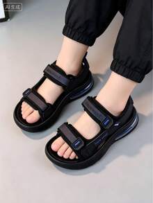 Sandali sportivi casual da spiaggia per bambini, leggeri, con suola morbida antiscivolo e resistente all'usura, pratici con chiusura a strappo - blu scuro - Visualizzare 2