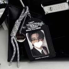 1pc Minimalist Black Photo Card Holder, Korean Entertainment Album Photo Card Sleeve, 3-Inch Small Card Protective Cover, FEINIBOOK, Leather Card Holder, Suitable For 3-3.5 Inch Idol Small Card Storage And Protection, Photo Card, K-Pop Album Small Card, Keychain, Bag Charm, Student Bus Card/Campus Card/Access Card Storage, Concert Support Item, Fan Essential - Card Sleeve - View 2