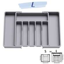 1 pieza Caja de almacenamiento de cubertería, bandeja organizadora de cubiertos ajustable, caja de almacenamiento de cajón de plástico retráctil, organizador divisor de cajón, bandeja de almacenamiento, para almacenamiento de diversos utensilios de cocina, herramienta de almacenamiento de cocina - Multicolor - Ver 12