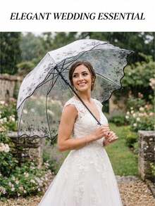 1/3pcs Floral Pattern Transparent Umbrella, Suitable For School, Office, Home, Travel, Back To School Supplies, Umbrella, Unisex, Durable Structure - Multiple Styles - View 5