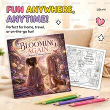SANRIO GDTME BLOOMING AGAIN: 1pc Bold And Easy-To-Use Blooming Again Coloring Book For Adults And Teenagers, Featuring Magical Fantasy-Themed Illustrations. It Uses 120g Thickened Paper And Has A Total Of 24 Pages, With 5 Random Stickers Included. - Coloring Book - View 2