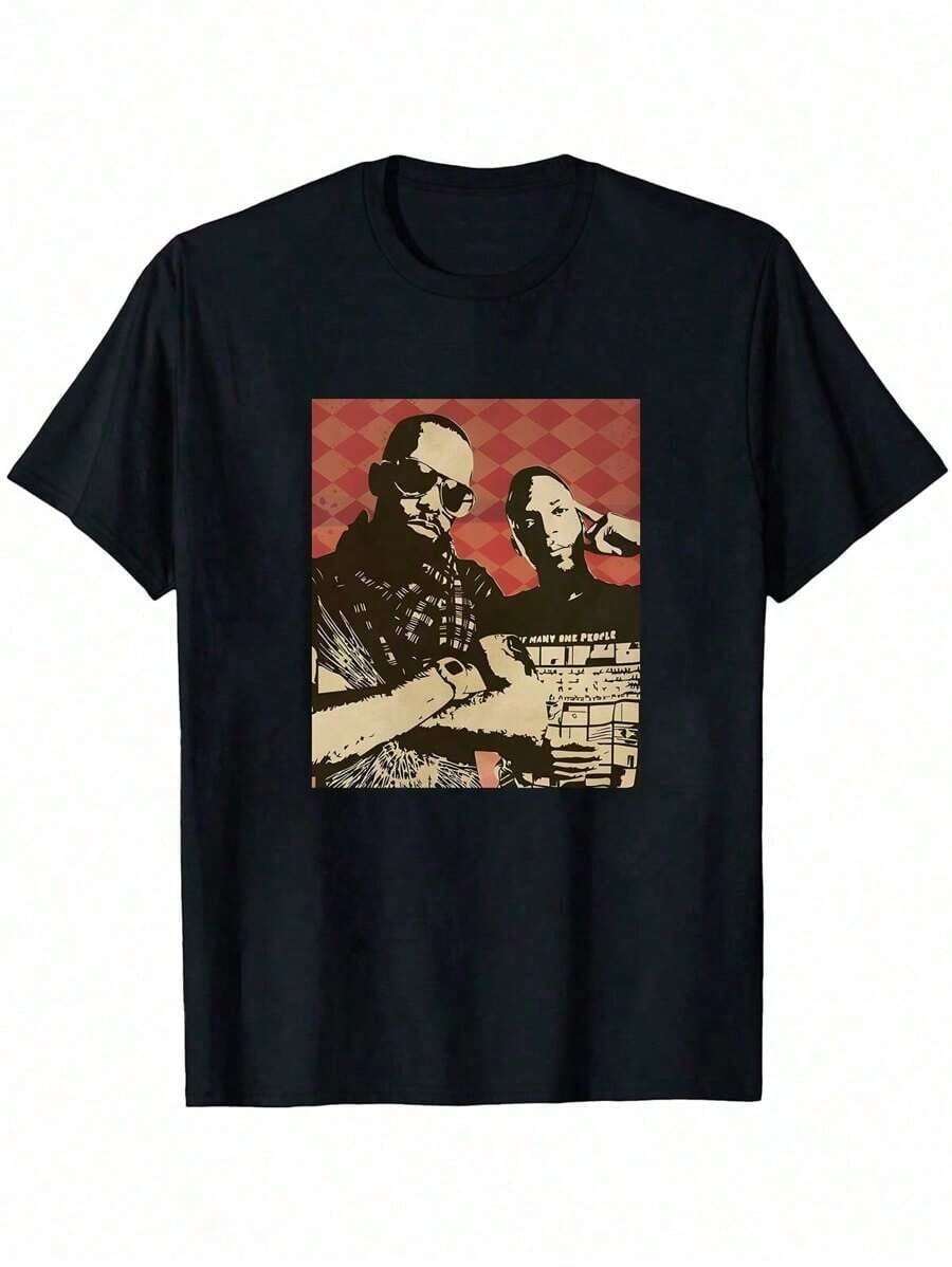 Dead Prez Retro Poster Hip Hop T-Shirt, Unisex Black And White Vintage Tee - Casual Shirt, Soft, Breathable, Comfortable Fabric, Short Sleeves, Retro Style, Loose Fit Unisex, Wit - 後退 - 查看 1