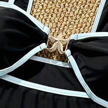 Traje de baño de una pieza de nailon para mujer, para fiestas de vacaciones y playa, bikini - Negro - Ver 4