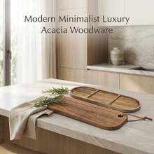 1 pieza Plato de madera para cena, Bandeja de madera multifuncional, Apta para aperitivos, postres, queso y fruta, Accesorio de cocina decorativo lavable, Apta para todas las estaciones, Ideal para uso diario en el hogar - Ver 4
