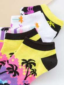 1/2/4/6 Pairs Random Women Fruit Strawberry & Banana Pattern Socks, European And American Style, Comfortable & Breathable Ankle Socks - Multicolor - View 4