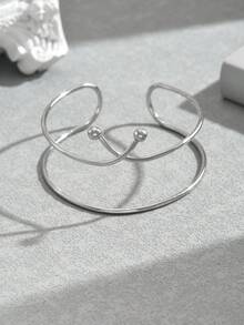 1pc Women's Metal Geometric Creative Design Fashion Niche Arm Cuff Suitable For Daily Wear - Silver-b747 - View 4