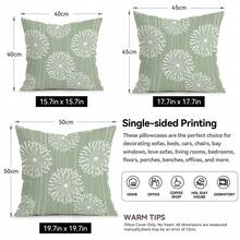 4pcs/1pc Fresh White & Green Floral Pattern Pillowcase, Without Insert, Single-Sided Printed Pillowcase, Suitable For Living Room, Bedroom, Home Decor, All-Season Use - Multicolor - View 3