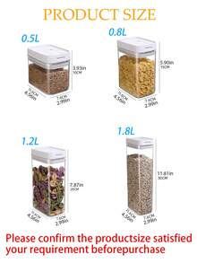 1pc/Kitchen Airtight Storage Jar, PET Material Dustproof Waterproof Insect-Proof Grain Canister, Stackable Refrigerator Storage Box, Restaurant Storage Container, Food Storage Box, Rice Storage Box, Suitable For Grains, Long Biscuits, Rice, Pasta, Flour And Sugar, Meal Prep, Home Decor. - Transparent - View 2