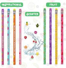 Leinuosen 30 Pcs Scented Pencils Bulk For Kids Inspirational Cute Fun Wood Smelly Pencils With Erasers Fruit Elements For School Classroom Office Students - 顏色A - 查看 2