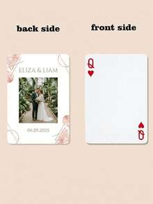 Custom Wedding Photo Playing Cards, Can Be Printed With Names And Dates, Featuring Matte Geometric Patterns. Ideal As Wedding Favors And Anniversary Gifts For Newlyweds And Couples, Perfect For Bridal Showers And Game Nights. - Multicolor - View 11