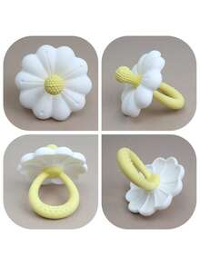 Infant Silicone Flower Shaped Teether, Easy-Grip Handle, Easy To Chew To Relieve Baby Teething Discomfort, Favorite Gift For Baby Girls - Multicolor - View 2