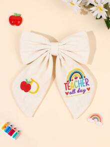1件 26字母開學季白色髮夾，刺繡26字母蘋果彩虹髮夾，時尚髮飾，女孩派對禮物，老師禮物 - 白色 - 查看 21