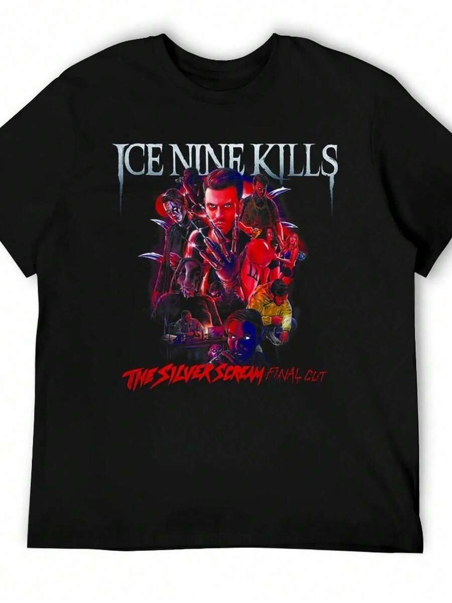 2026 Summer New Arrival [100% Cotton] Hail Sleigher T-Shirt, Men's Printed T-Shirts, Men's Anime T-Shirts, Men's T-Shirts, White T-Shirt Pack..Loose, Casual, Fashionable, Suitable For Commuting, Daily Wear - 黑色 22 - 查看 1