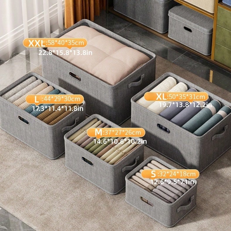 1pc Storage Box With Metal Handles, Dust-Proof Organizer Bin For Clothes, Blankets, Toys, Closet Storage, Multiple Sizes Available - Multicolor - View 1