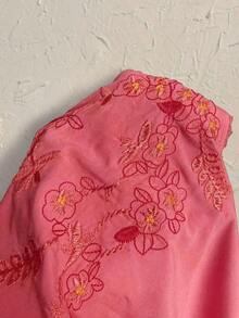 大尺碼女款刺繡寬鬆波希米亞復古襯衫，春夏休閒上衣，夏季度假女裝穿搭 - 紅色 - 查看 7