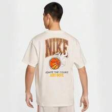 Nike Men's Basketball Graphic Print Cotton T-Shirt, Comfortable, Breathable, Sweat-Wicking, Crew Neck, Short Sleeve, Beige - Light Khaki - View 5
