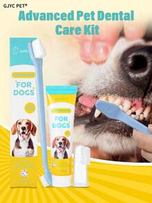 GJYC PET Premium Pet Dental Care Set | Includes Toothpaste, Toothbrush And Finger Toothbrush | Reduces Plaque And Tartar Buildup | Suitable For Puppies, 3 Pieces Set, Milk Flavor - White - View 1