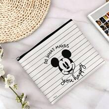 Disney Mickey Mouse Canvas Zipper Makeup Bag, Durable Lightweight Cosmetic Organizer, Portable Toiletry Pouch For Daily Use And Travel - 10 X 8.1 Inches - View 3
