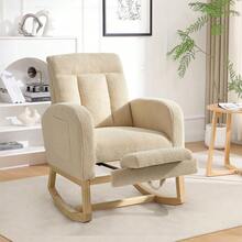 Techigher Modern Teddy Fabric Nursery Rocking Chair, Upholstered Rocker Glider With Adjustable Footrest And Side Pocket, For Nursing And Relaxation, 63 X 75 X 104 Cm - Multicolor - View 14