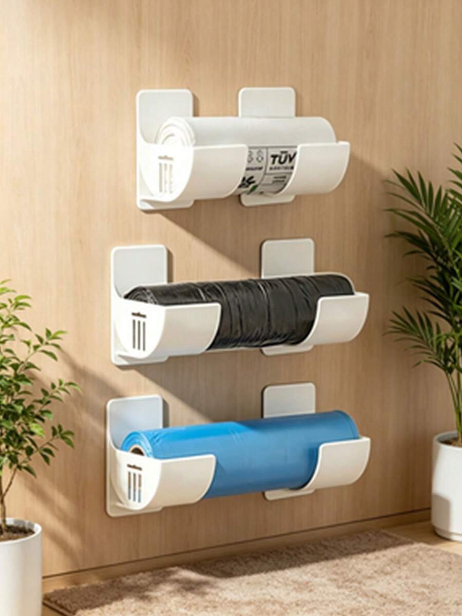 2/4pcs Trash Bag Holder, Plastic Bag Rack, Trash Bag Organizer, Portable Trash Bag Dispenser, Wall-Mounted Plastic Bag Holder, Trash Bag Bracket, Adjustable Space Kitchen Storage Rack, Practical Kitchen Gadget - Multicolor - View 1