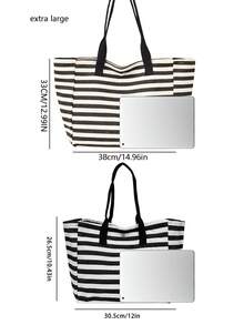 Borsa da spiaggia a righe bianche e nere di grande capacità, borsa a spalla in tela pieghevole, borsa da viaggio impermeabile e anti-sabbia adatta per gli essenziali estivi, perfetta per la spiaggia, i viaggi, il nuoto, lo shopping e l'uso quotidiano, adatta per donne, viaggiatori e amanti della spiaggia, ottima per la Primavera, Pasqua, la Festa della Mamma, le vacanze e i regali, realizzata in materiale intrecciato durevole, può essere utilizzata come borsa da spiaggia, borsa della spesa e compagna di viaggio - Multicolore - Visualizzare 11