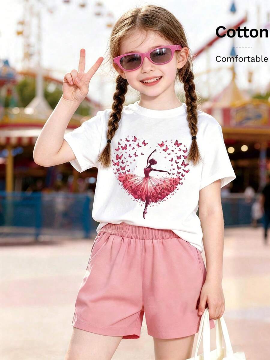 6-12 Year Old Graphic Print T-Shirt, Fun Casual Versatile, Daily, Sports, Y2K Style, Vacation Travel Beachwear - White - View 1