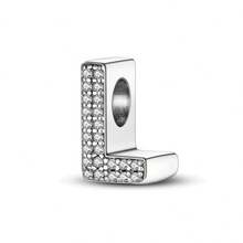 1pc S925 Sterling Silver 26 Letter Bead, Featuring Original 3D Rhinestone Design. This Versatile Letter Spacer Bead Is Suitable For Bracelets And Necklaces. Customize Your Own Initial Jewelry To Showcase Your Unique Style, Perfect For Handmade Crafts Or Daily Wear. - Silver - View 31