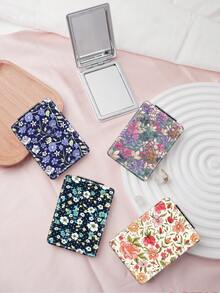 1PC British Country Style Portable Folding Makeup Mirror, Lightweight Ultra-Thin Convenient Durable PU Leather, Suitable For Various Occasions Travel Party Work School, Suitable For All Ages - Multicolor - View 2
